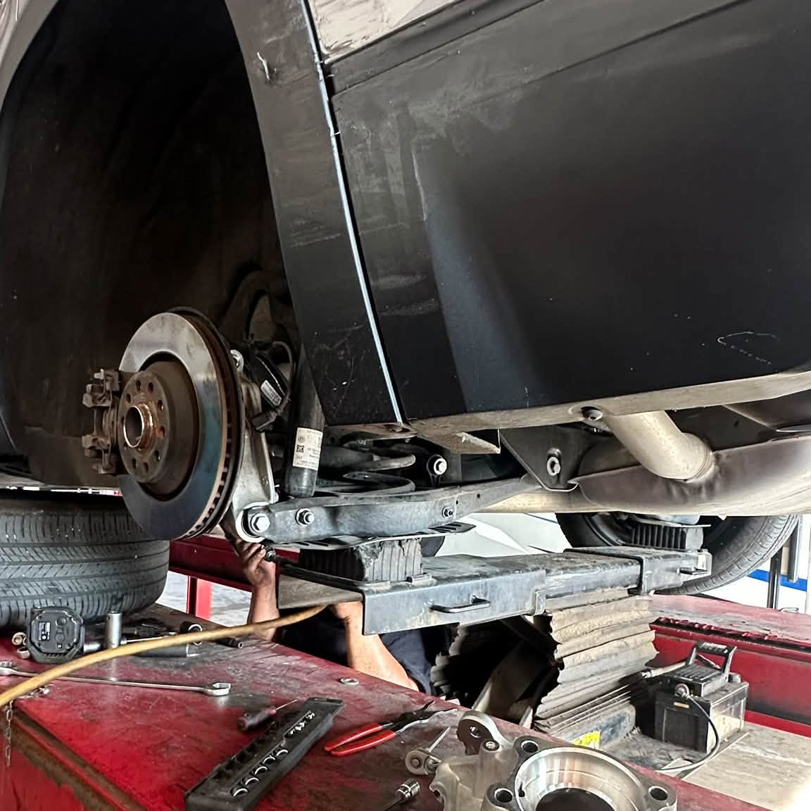 Underneath — suspension and frame